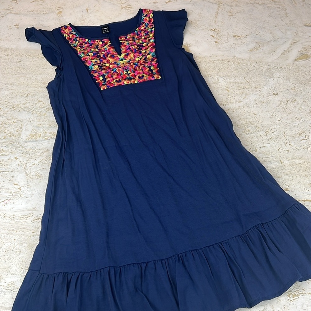 SHEIN mini dress navy blue embroidered women’s size small